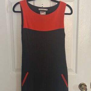Yoana Baraschi Black and Red Sleeveless Shift Dress
